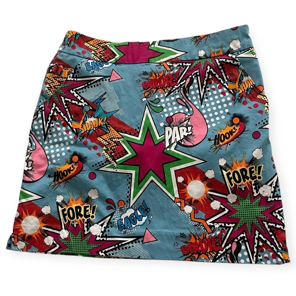 Royal and Awesome Golf Skort Partoon Blue Comic Book Skirt women’s 6 Novelty